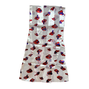 Maskara & Co Long Polyester Scarf Red Hats with Purple Bows White 58 X 13 Inch